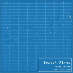 Blueprint US city map of Forest River, North Dakota.