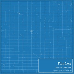 Blueprint US city map of Finley, North Dakota.