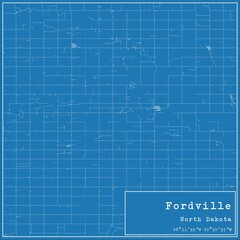 Blueprint US city map of Fordville, North Dakota.