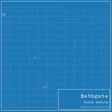 Blueprint US city map of Bathgate, North Dakota.