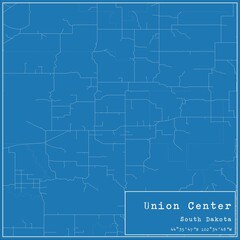 Blueprint US city map of Union Center, South Dakota.