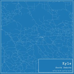 Blueprint US city map of Kyle, South Dakota.