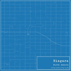 Blueprint US city map of Niagara, North Dakota.