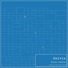 Blueprint US city map of Calvin, North Dakota.