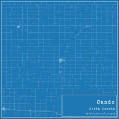 Obraz premium Blueprint US city map of Cando, North Dakota.