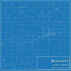 Blueprint US city map of Belcourt, North Dakota.