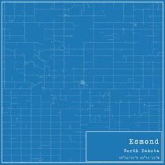 Blueprint US city map of Esmond, North Dakota.