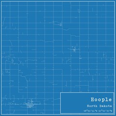 Blueprint US city map of Hoople, North Dakota.