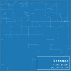 Blueprint US city map of Watauga, South Dakota.