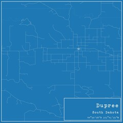 Fototapeta premium Blueprint US city map of Dupree, South Dakota.