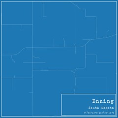 Blueprint US city map of Enning, South Dakota.