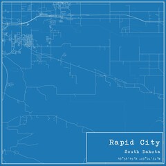 Fototapeta premium Blueprint US city map of Rapid City, South Dakota.