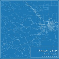 Blueprint US city map of Rapid City, South Dakota.