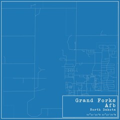 Blueprint US city map of Grand Forks Afb, North Dakota.