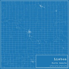 Blueprint US city map of Lisbon, North Dakota.