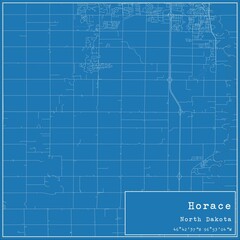 Fototapeta premium Blueprint US city map of Horace, North Dakota.