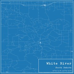 Blueprint US city map of White River, South Dakota.