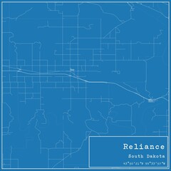 Obraz premium Blueprint US city map of Reliance, South Dakota.