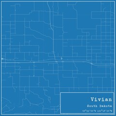 Obraz premium Blueprint US city map of Vivian, South Dakota.