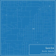Blueprint US city map of Leola, South Dakota.