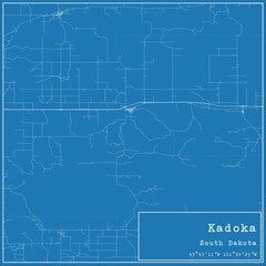 Blueprint US city map of Kadoka, South Dakota.