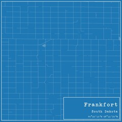Blueprint US city map of Frankfort, South Dakota.