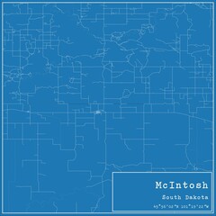Blueprint US city map of McIntosh, South Dakota.