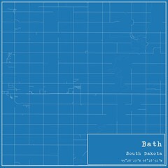Blueprint US city map of Bath, South Dakota.