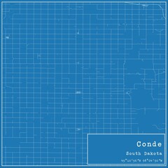 Blueprint US city map of Conde, South Dakota.