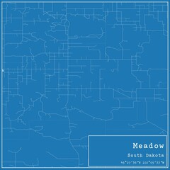 Blueprint US city map of Meadow, South Dakota.