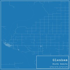 Blueprint US city map of Glenham, South Dakota.