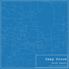 Blueprint US city map of Camp Crook, South Dakota.