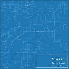 Blueprint US city map of Mission, South Dakota.