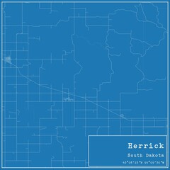 Fototapeta premium Blueprint US city map of Herrick, South Dakota.