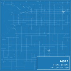 Blueprint US city map of Agar, South Dakota.