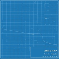 Blueprint US city map of Andover, South Dakota.