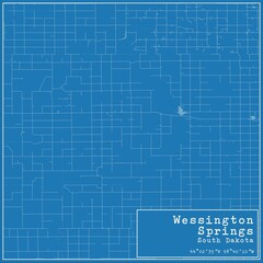 Blueprint US city map of Wessington Springs, South Dakota.