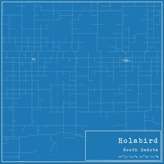 Blueprint US city map of Holabird, South Dakota.