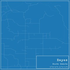 Blueprint US city map of Hayes, South Dakota. - obrazy, fototapety, plakaty