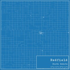 Blueprint US city map of Redfield, South Dakota.