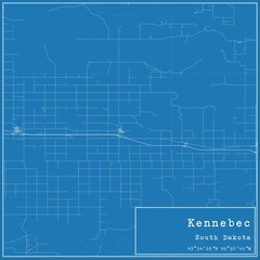 Fototapeta premium Blueprint US city map of Kennebec, South Dakota.