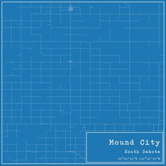 Blueprint US city map of Mound City, South Dakota.