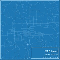Blueprint US city map of Midland, South Dakota.