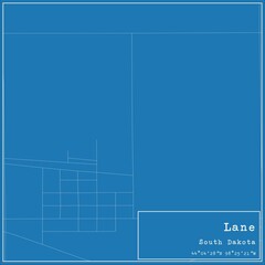 Blueprint US city map of Lane, South Dakota.