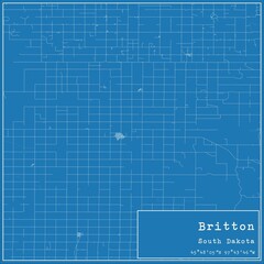 Blueprint US city map of Britton, South Dakota.