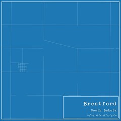 Blueprint US city map of Brentford, South Dakota.