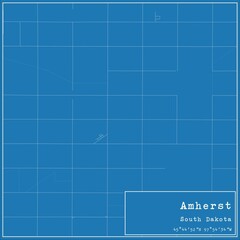Blueprint US city map of Amherst, South Dakota.