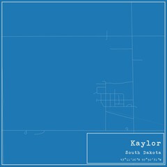 Blueprint US city map of Kaylor, South Dakota.