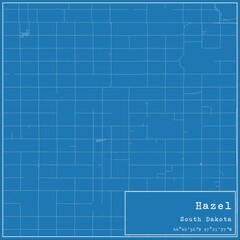 Blueprint US city map of Hazel, South Dakota.