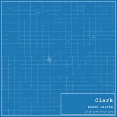 Blueprint US city map of Clark, South Dakota.
